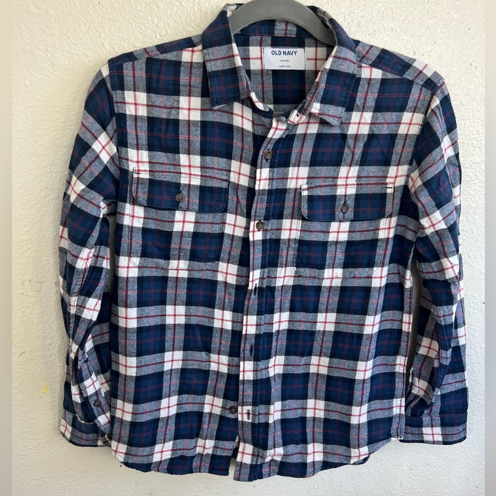 Old Navy Boys Plaid Long Sleeve Soft-Brushed Flannel Pocket Shirt size. 14-16 - Picture 4 of 4